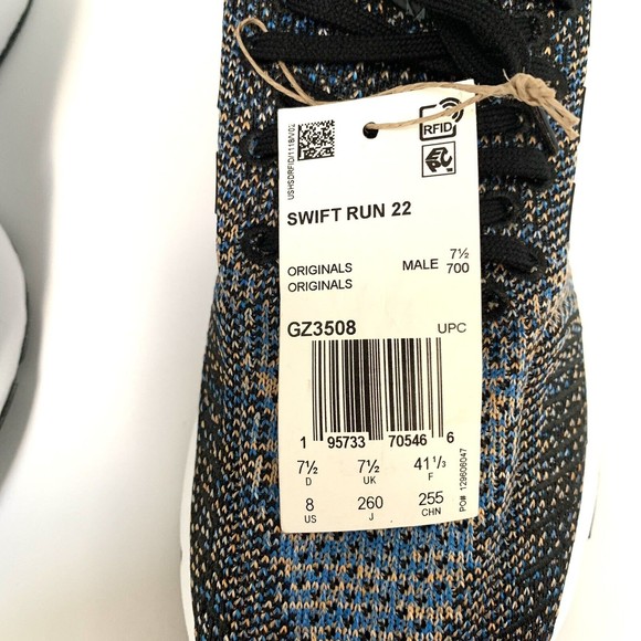 Adidas Swift Run 22 Running Mens Size 8 Black Orange Rush GZ3508 - Picture 6 of 8